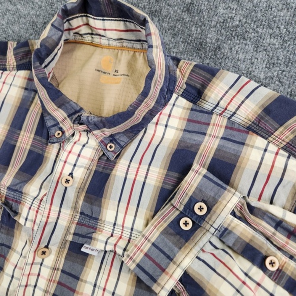 Carhartt Force Mens XL‎ Plaid Shirt Relaxed Fit Button Long Sleeve Vent